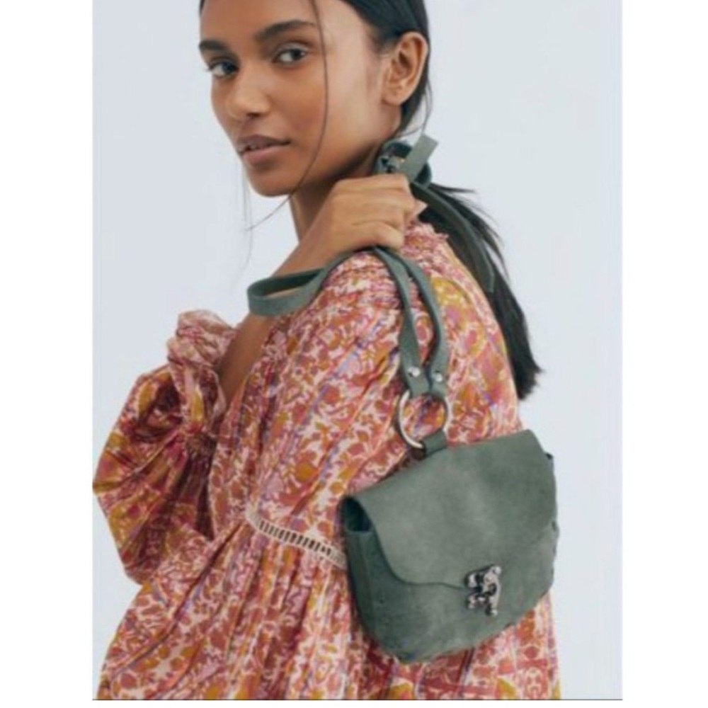 Free People Mini Cynthia Saddle Crossbody Bag, Olive Green, EUC